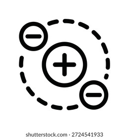 Icono de átomo simple con Recargos positivos y negativos