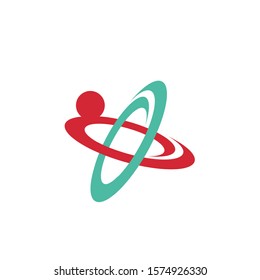 Simple atom line Logo.  Vector illustration isolated on a white background. Premium quality symbol. Vector sign for mobile app and web sites.