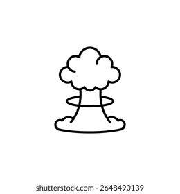 Simple Atomic Mushroom Cloud Outlined Graphic Symbol On Transparent Layer