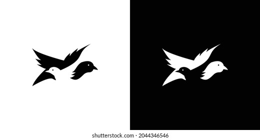 Simple and attractive 2 birds logo design