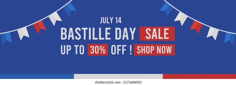 simple and attractive bastille day sales banner for promotions, discounts, marketing, and special offers on july 14