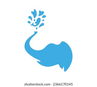 simple and attractive design of an elephant's head spouting water upwards which is shaped like a fish.