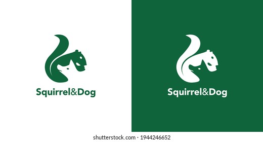 Simple and attractive illustration of a squirrel and dog logo