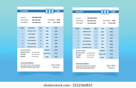 Simple And Attractive Invoice Design Template 2025