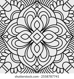 simple and attractive mandala design for coloring book, creative mandala art.
