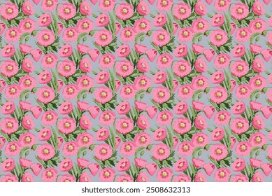 Simple, attractive pattern with small-scale flowers. Shabby chic millefleurs. Floral seamless background for textiles, book covers, manufacturing, wallpapers, printing, gift wrapping, and scrapbooking