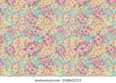Simple, attractive pattern with small-scale flowers. Shabby chic millefleurs. Floral seamless background for textiles, book covers, manufacturing, wallpapers, printing, gift wrapping, and scrapbooking