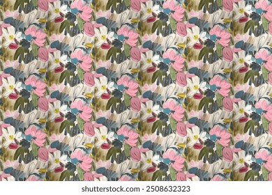 Simple, attractive pattern with small-scale flowers. Shabby chic millefleurs. Floral seamless background for textiles, book covers, manufacturing, wallpapers, printing, gift wrapping, and scrapbooking