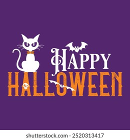 simple and attractive vector happy halloween text graphic object for social media poster and banner