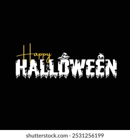 Simple y atractivo Vector feliz Halloween texto objeto gráfico para redes sociales cartel y Anuncio
