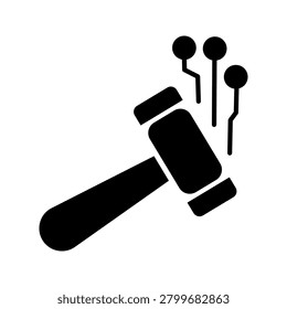 Simple auction gavel line icon representing bidding, legal decisions, justice, court, law enforcement, and auction marketplace concepts.	
