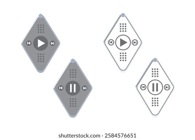 simple audio player interface with unique diamond shaped buttons. especially for audio players from websites or applications that do not burden digital devices