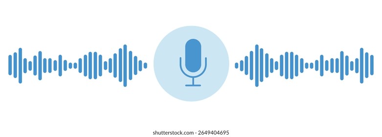 Ícone de Gravação de Áudio Simples com Ondas Sonoras