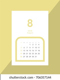 Simple August 2018 calendar. Week starts from Sunday.