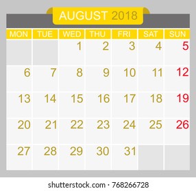 Simple August 2018 planner.