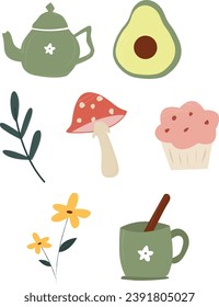Colección simple de conjunto de ilustraciones de otoño