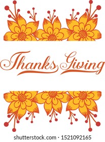 Simple autumn leaf flower frame, for card thanksgiving background. Vector