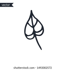 Simple autumn leaf hand drawn outline vector illustration.