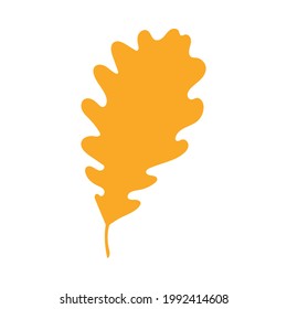 Einfaches Herbstblatt, Kräuterelement. Herbst orangefarbenes Eichenblatt. Kann als Zeichen, Symbol, Symbol verwendet werden. Herbstbotanische Vektorflachpflanzenelement, Eiche. Stock-Vektorgrafik einzeln auf weißem Hintergrund