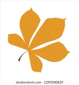 A simple autumn leaf isolated on a white background. Vector illustration of a leaf in orange. A sheet in the style of minimalism. Sheet icon for the design of Thanksgiving cards, website, posters.