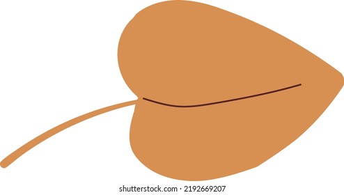 Simple autumn leaf in yellow color. Autumn design element. Vector illustration