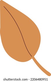 Simple autumn leaf in yellow color. Autumn design element. Vector illustration