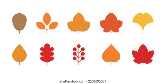 Simple autumn leaves concept icon set.