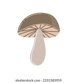 Simple Autumn mushroom. Hand drawn stylized element for autumn decorative design, halloween invitation, harvest or thanksgiving. Vector illustration