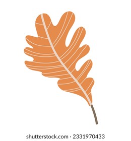 Simple Autumn oak leaf. Hand drawn element for autumn decorative design, halloween invitation, harvest or thanksgiving. Vector illustration