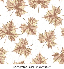 Simple autumn pattern. White background, large orange maple leaves. Print is well suited for textiles, Wallpaper and packaging.