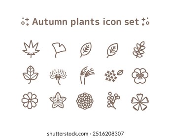 Simple autumn plant icon set