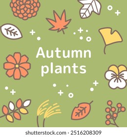 Simple autumn plant icon set
