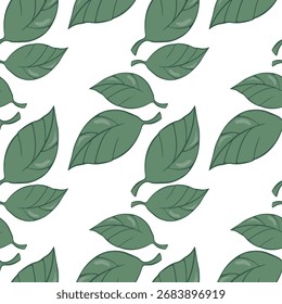Modelo inconsútil simple del otoño con las hojas verdes, fondo inconsútil con las hojas verdes dibujadas a mano