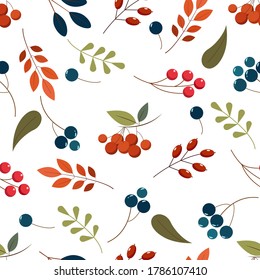  Simple autumn seamless pattern isolated on white background. 