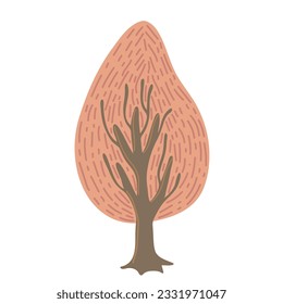 Simple árbol de otoño. Elementos estilizados dibujados a mano para el diseño decorativo de otoño, invitación a halloween, cosecha o acción de gracias. Ilustración del vector