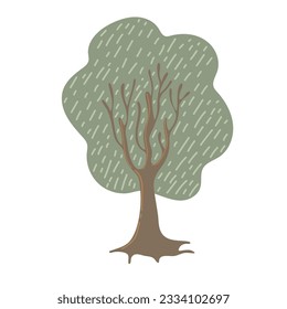 Simple Autumn tree. Hand drawn stylized element for autumn decorative design, halloween invitation, harvest or thanksgiving. Vector illustration