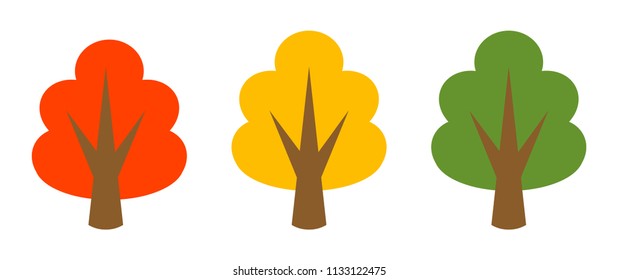 Simple Autumn trees - three color variation