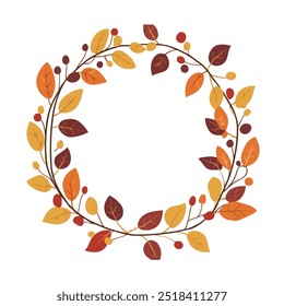 Simple Autumn Wreath with Fall Leaves Representing Seasonal Decor, Nature, and Thanksgiving Celebration