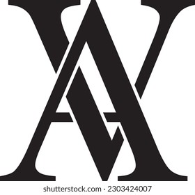 Simple AV , VA initials logo on white background