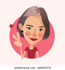 Simple avatar collection. Flat cartoon style faces. Vector illustration