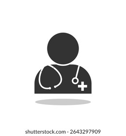 Simple avatar Doctor icon with shadow