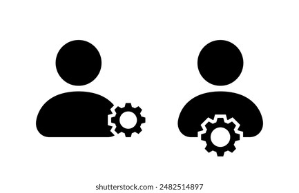 Simple avatar with gear icon. Management, personal development concept