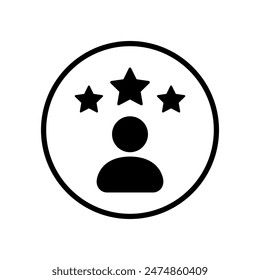 Simple avatar icon with three stars on circle line