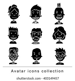   Simple avatar icon, vector illustration silhouette black