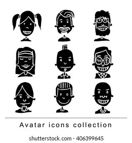  Simple avatar icon, vector illustration silhouette black