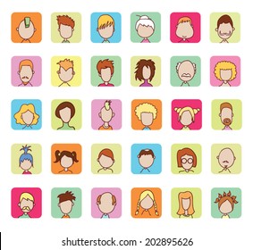 Simple avatar icons set, vector.