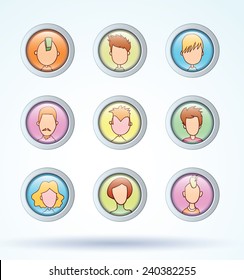 Simple avatar icons set, vector.