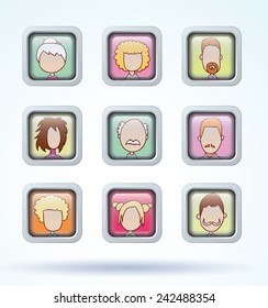 Simple avatar icons set, vector.