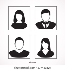 Simple avatar icons of various business people.  Icon Isolated on White Background