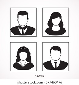 Simple avatar icons of various business people.  Icon Isolated on White Background